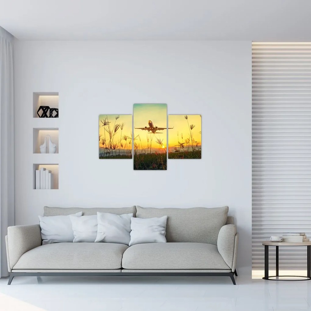 Tablou cu avionul ridicându-se spre zbor (90x60 cm)