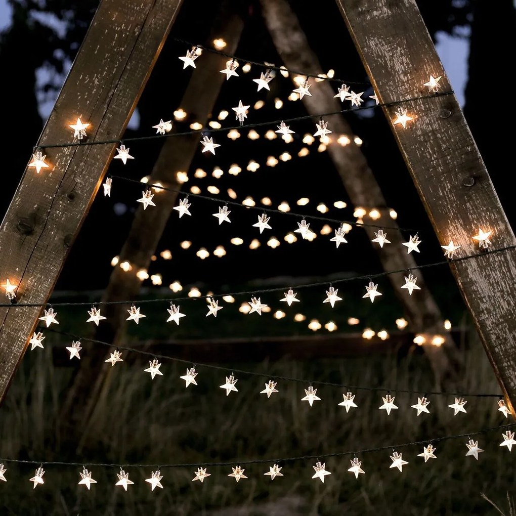 DecoKing Lanternă de Crăciun cu steluțe, alb cald,100 LED