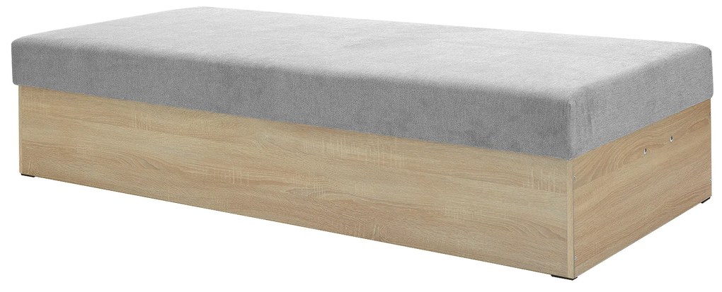 Pat de o persoană (canapea) 85 cm Idona (gri) (cu somieră și saltea) (cu sp. depozitare). 1098588