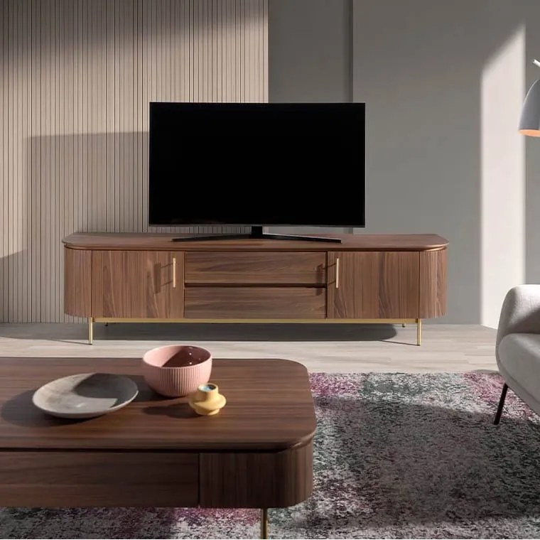 Comoda TV moderna design LUX Wood and Gold