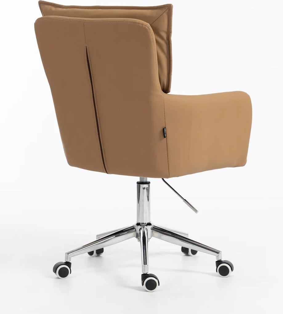 HR250K Scaun Piele Ecologică Premium Soft Culoare Caramel Bază Cromata