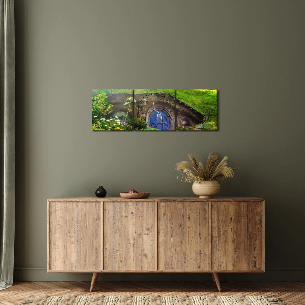 Tablou - Orasul Hobitin (cu ceas) (90x30 cm)
