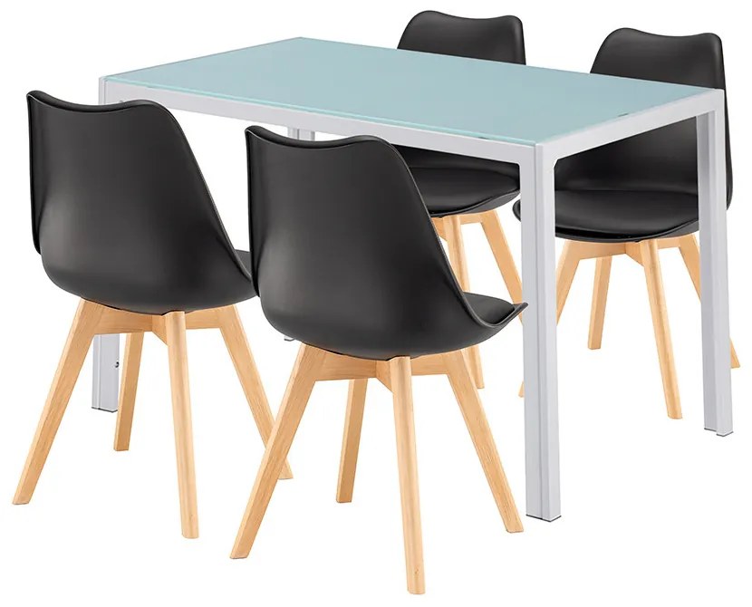 Set de sufragerie Liva 4+1 alb-negru