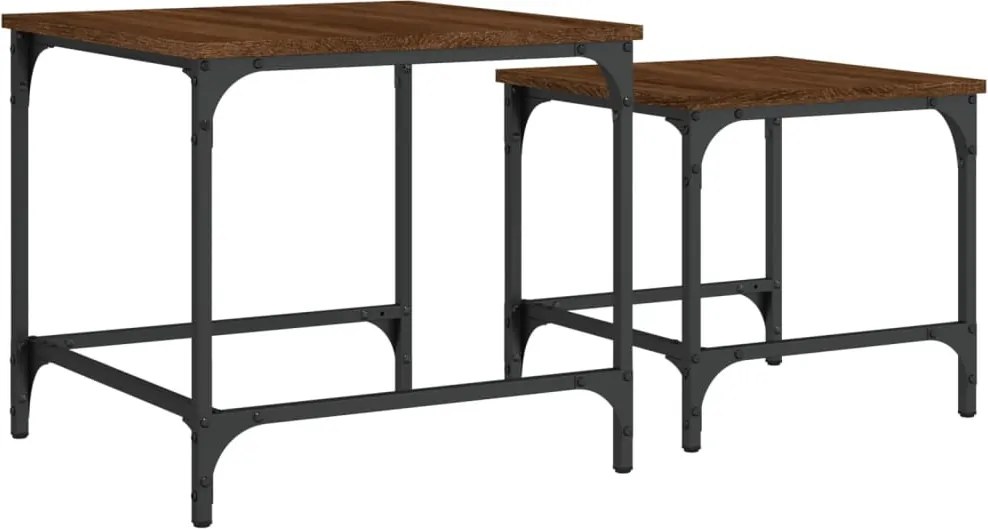 vidaXL Mese suprapuse de cafea, 2 buc, stejar maro, lemn prelucrat