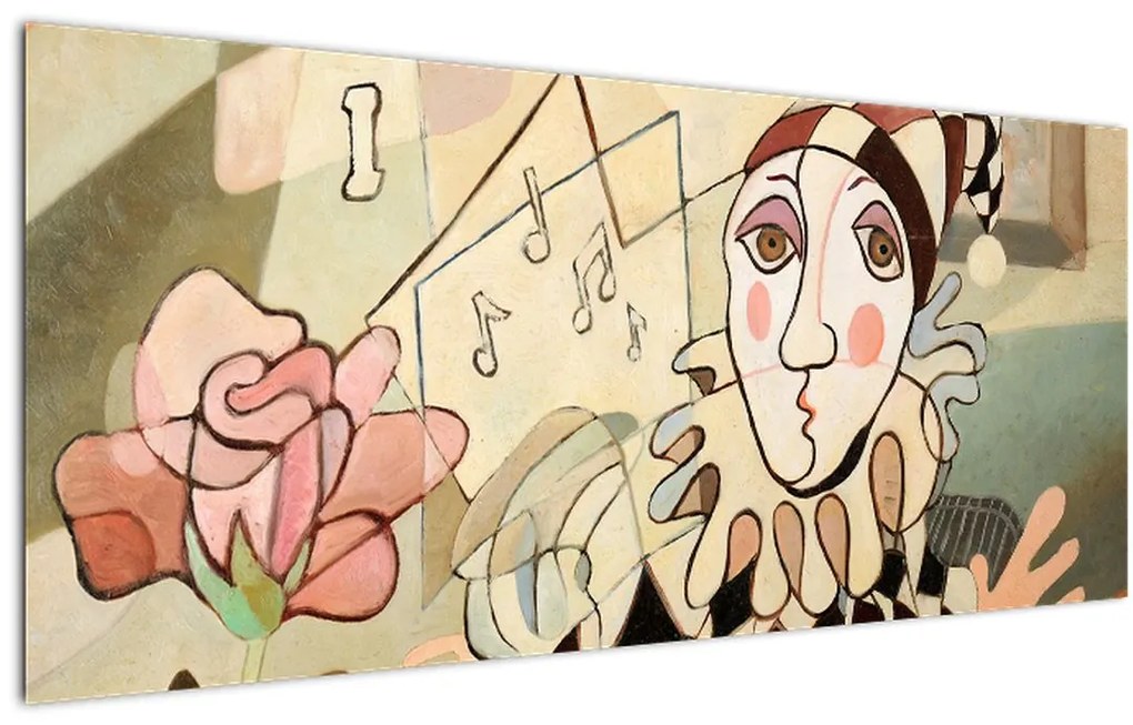 Tablou - Cubismul - arlechin și trandafir (120x50 cm)