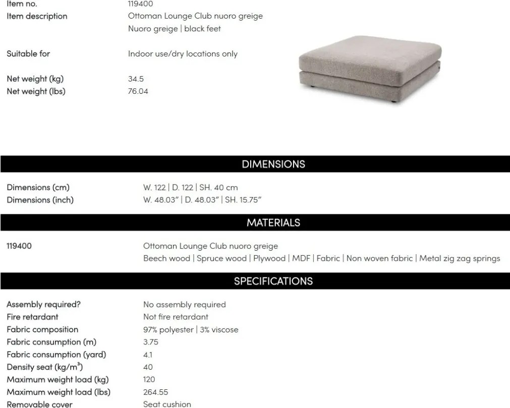 Taburete, Suport picioare design LUX Lounge Club, Nuoro greige