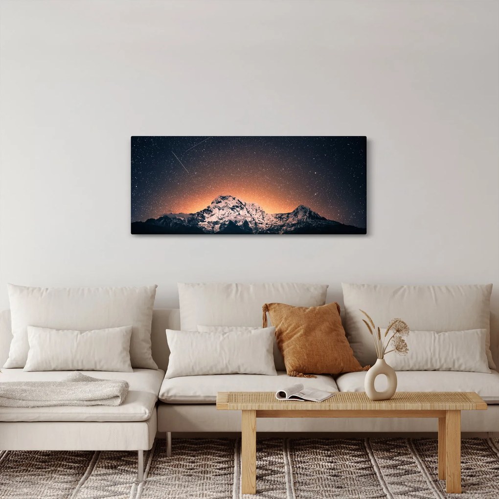 Tablou cu cerul nocturn și munți (120x50 cm)