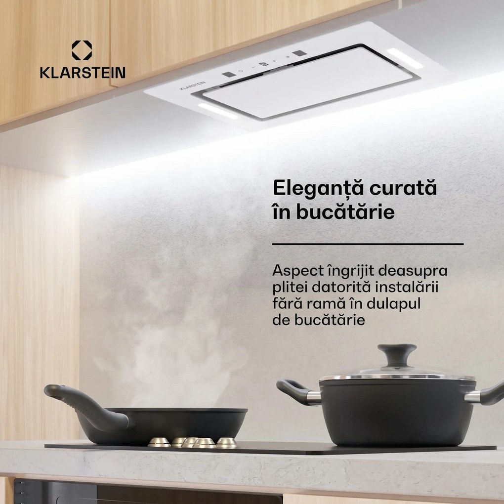 Klarstein Hektor Eco, hotă, 52 cm, 446 m³/h, control tactil, sticlă