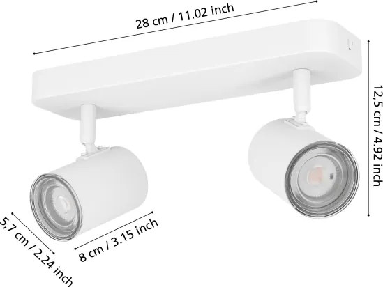 Eglo CONSUMA 300575 - Spot pentru baie 2x GU10, 5W, 230V, IP44, alb