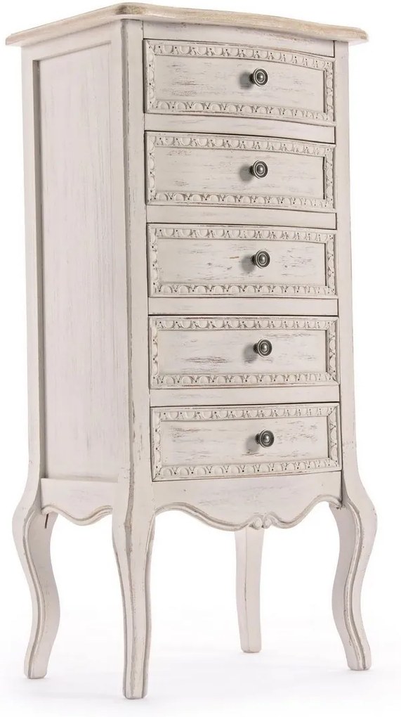 Comoda 5 sertare din lemn bej Clarisse 48 cm x 35 cm x 100 h