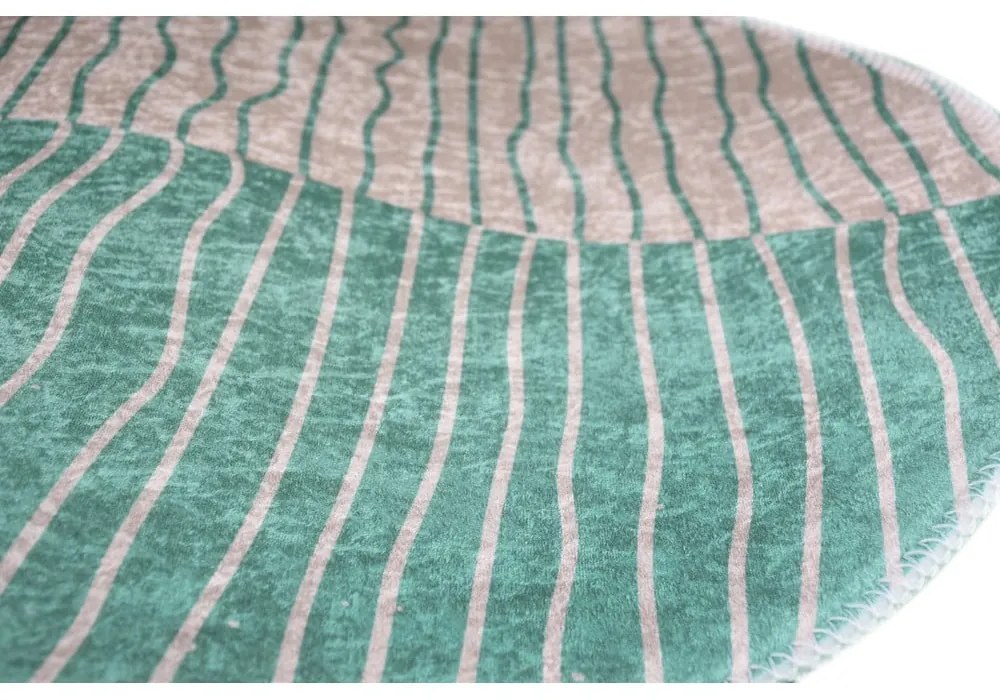 Covor crem-turcoaz lavabil rotund ø 120 cm Yuvarlak – Vitaus