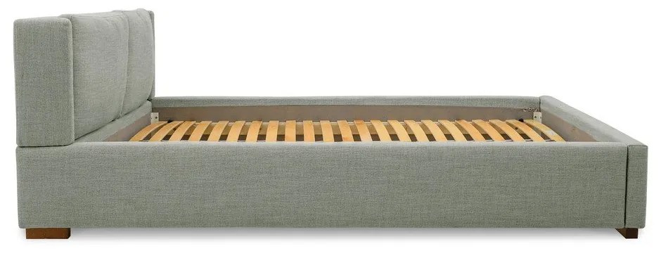 Pat matrimonial gri tapițat cu somieră 160x200 cm Dreamer – Scandic