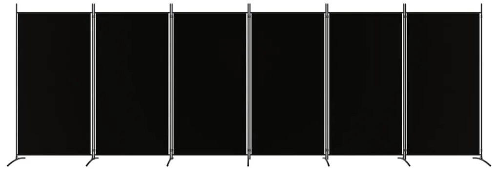 Paravan de camera cu 6 panouri, negru, 520x180 cm, textil