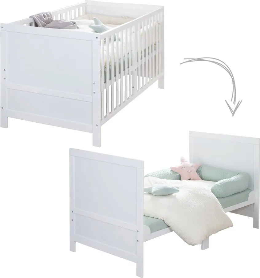 Pătuț alb cu înălțime reglabilă 70x140 cm Easy Sleep – Roba