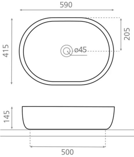 Bathco 4037 - Lavoar pentru blat TOULOUSE 59x41,5 cm porțelan/alb