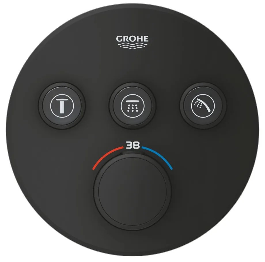 Baterie cada sau dus termostatata Grohe SmartControl negru mat