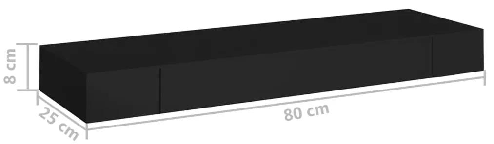 Raft de perete suspendat cu sertar, negru, 80 x 25 x 8 cm 1, 80 x 25 x 8 cm
