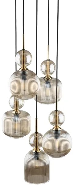 Lustră pe cablu SOPHIA 5xE14/10W/230V negru/bej fumuriu