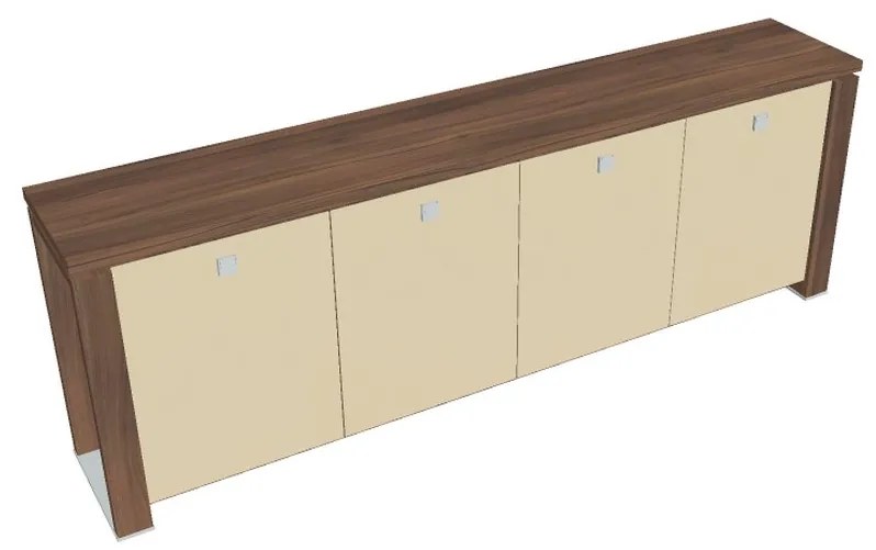 Dulap mic Verno+ S 260 x 46 x 90 cm, uși de sticlă, nuc / vanilie