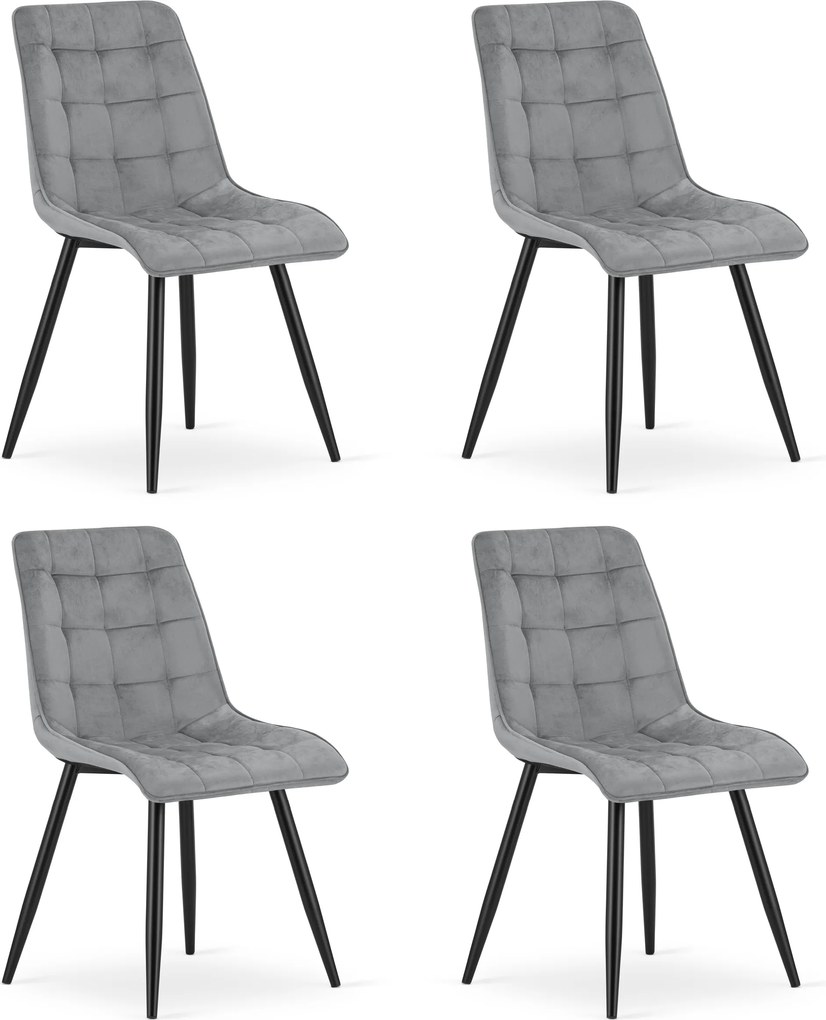 Set 4 Scaune Bucatarie/Dining Spirit Catifea Gri Deschis