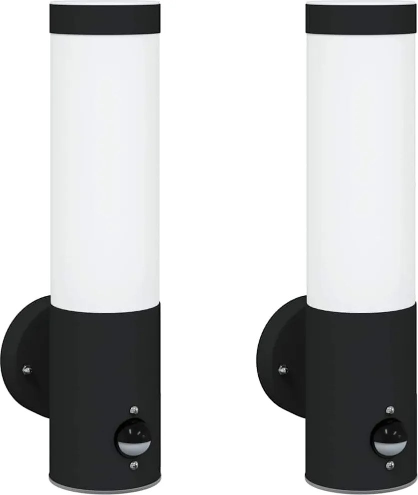 vidaXL Lumină de perete pentru exterior 2 pcs Negru 12 x 8,5 x 29 cm