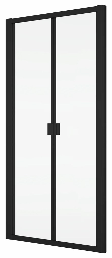 Usa pliabila dus in nisa din 2 piese, 100 cm, negru mat, Ronal Divera 1000 mm, Negru mat