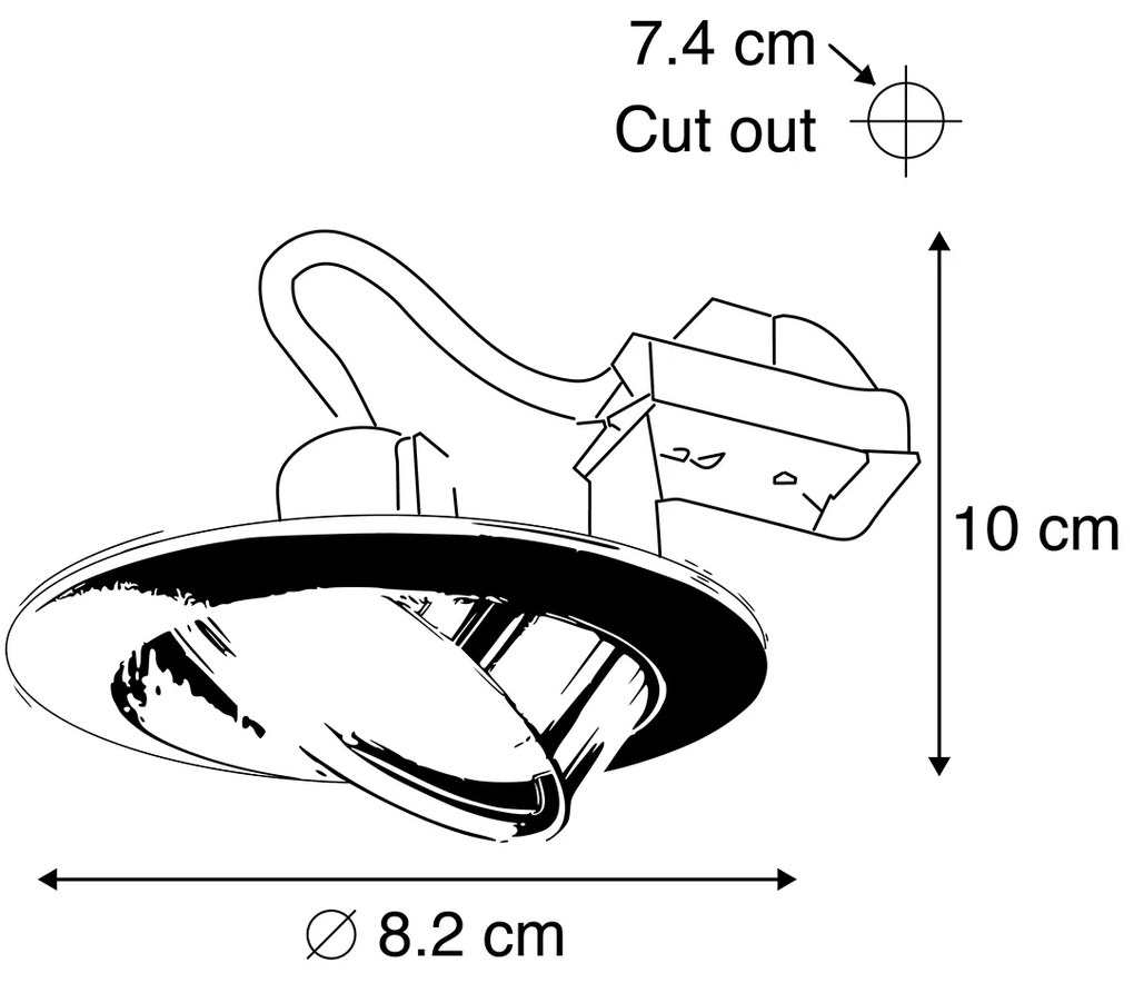 Set de 6 spoturi moderne îngropate negre reglabile - Edu