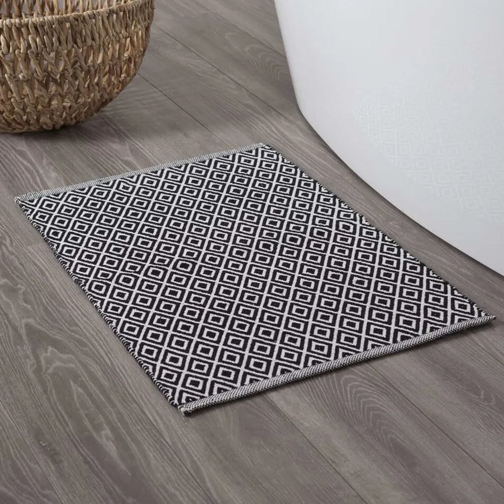 Sealskin Covoras de baie, Trellis, alb-negru, 60x90 cm, bumbac