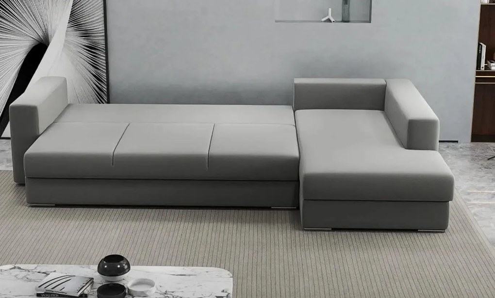 Colțar extensibil dumonde cu ladă de depozitare si sezut confortabil din spuma high-density, Gloria Royal Grey II 320x183 cm