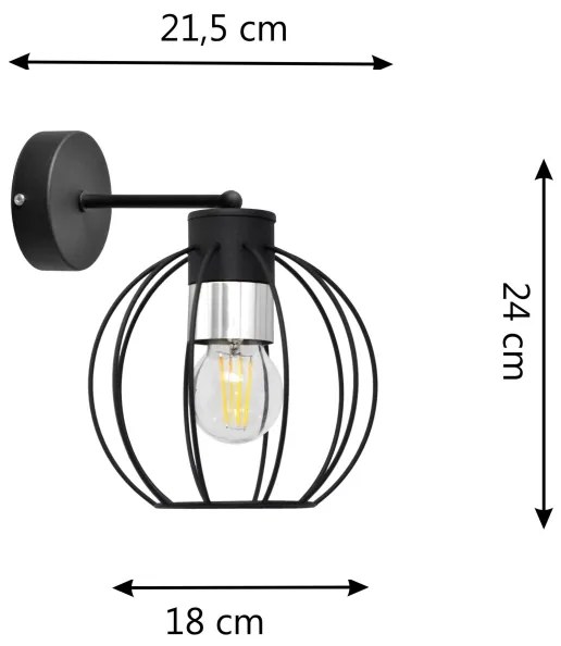 Lampă de perete STARLIGHT 1xE27/15W/230V neagră/argintie