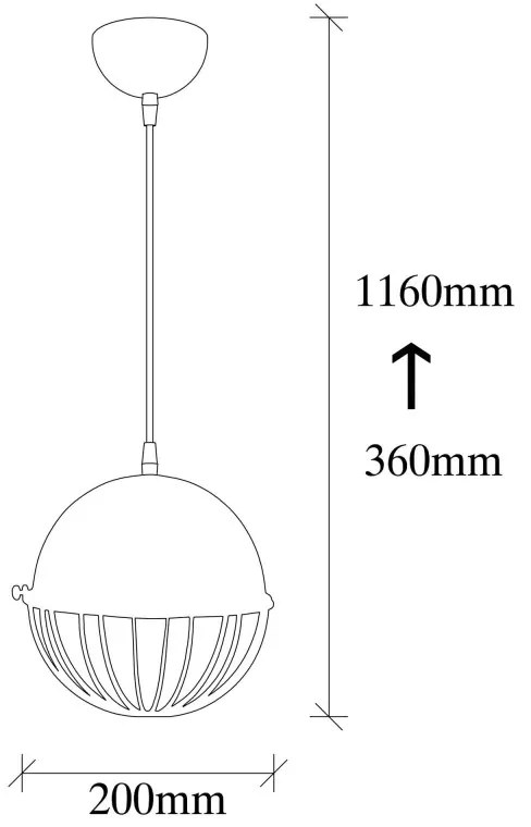 Lampa suspendata Elefant 892OPV1789, 116x20 cm, Metal, Negru