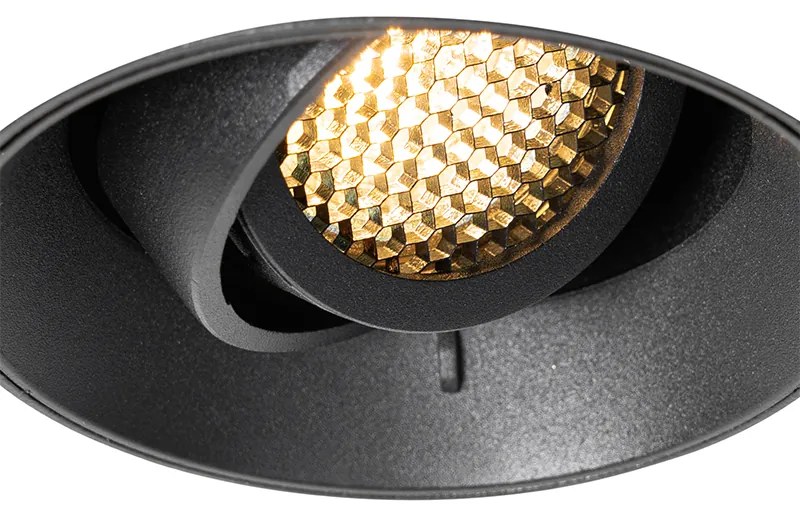 Spot modern îngropat negru GU10 rotund fără rama - Oneon Honey