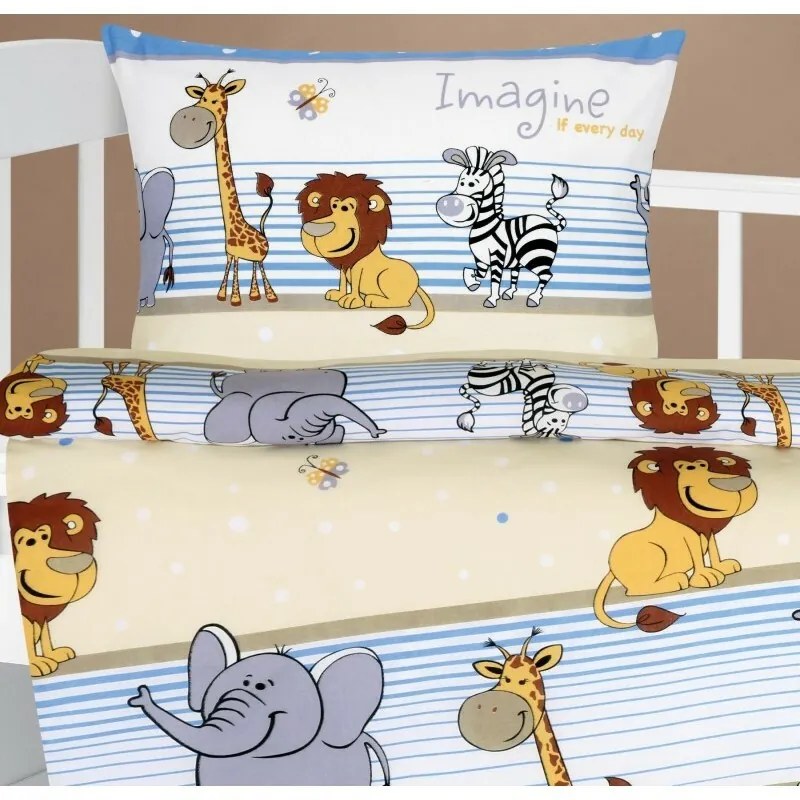 Bellatex Lenjerie de pat din bumbac Agata Safarialbastru, 90 x 135 cm, 45 x 60 cm
