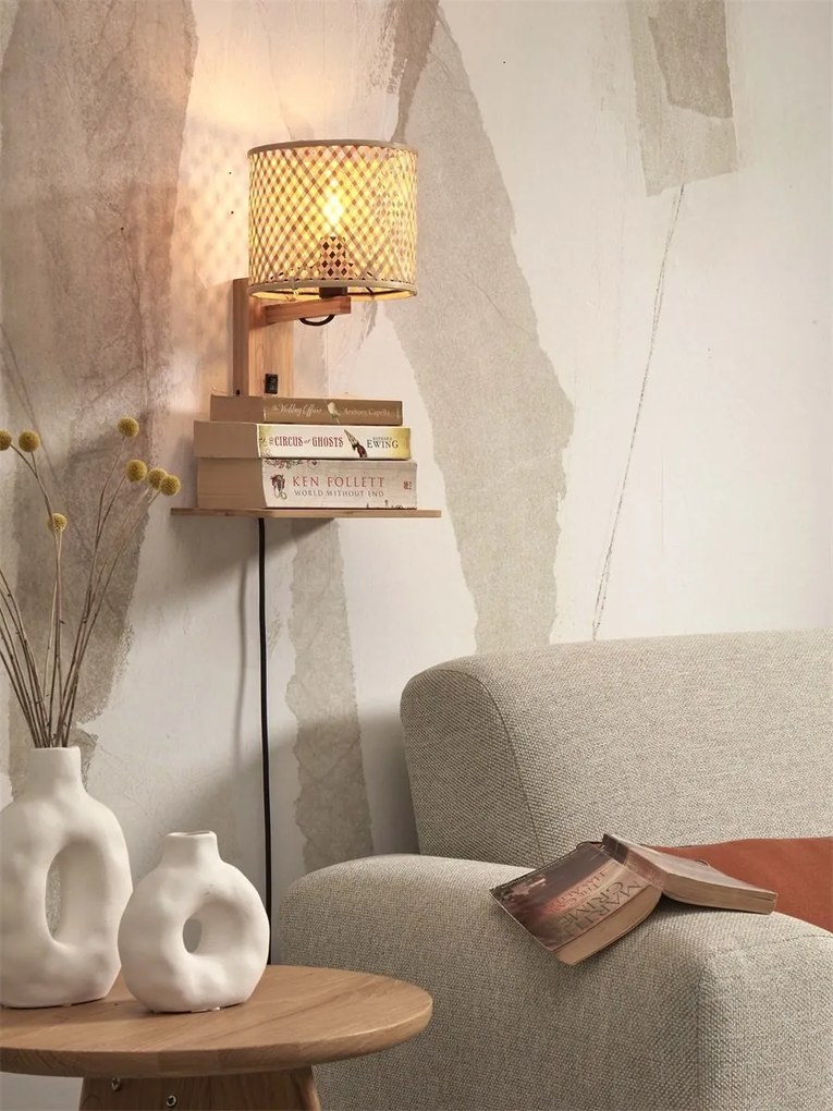 Aplica de perete eco din bambus cu polita Java shelf nat/18x15, nat