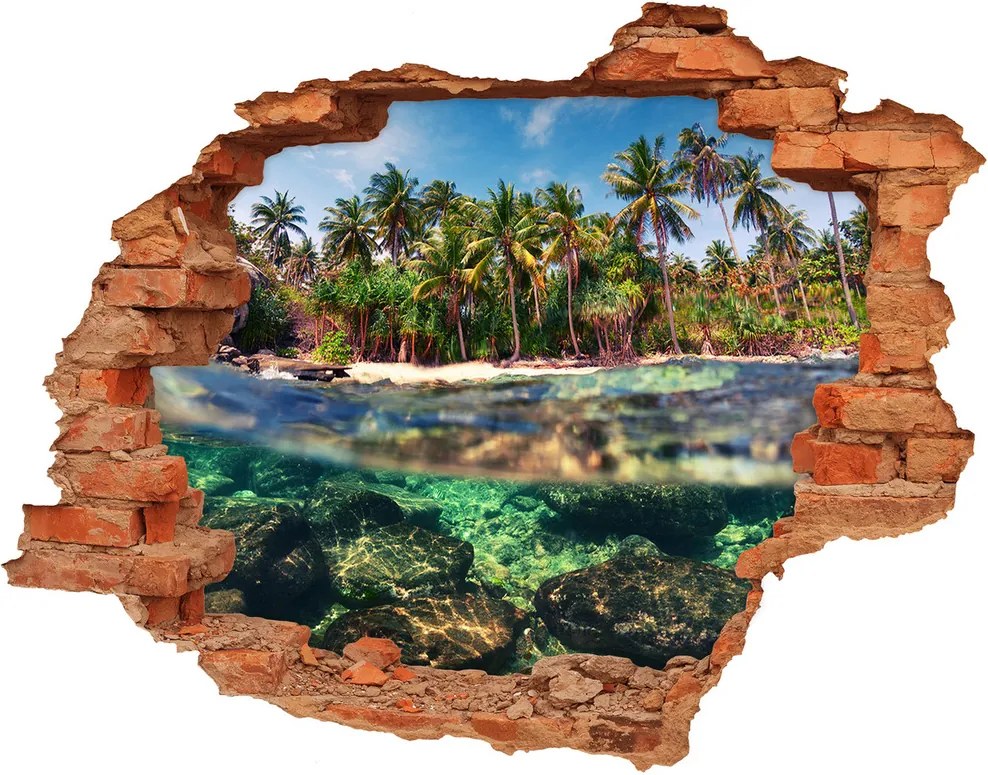 Autocolant un zid spart cu priveliște Plaja tropicala