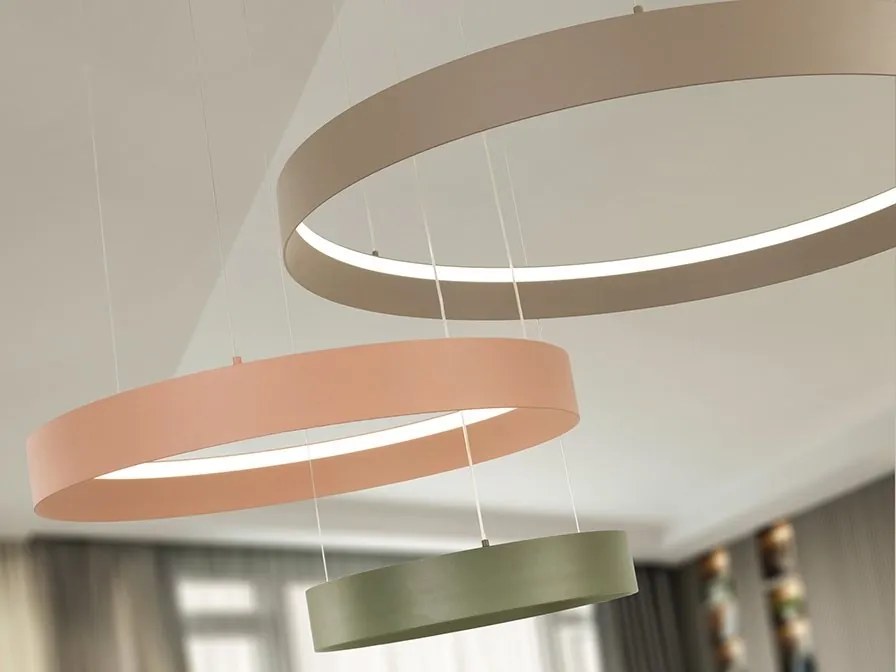 Lustra cu 3 inele colorate LED CCT si telecomanda Halos