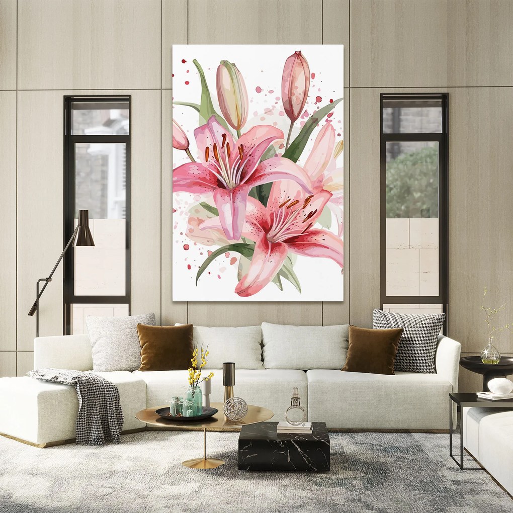 Tablou Canvas, 50x70cm, Dormitor si Living, Flori, Crini, Beautiful Pink Lily