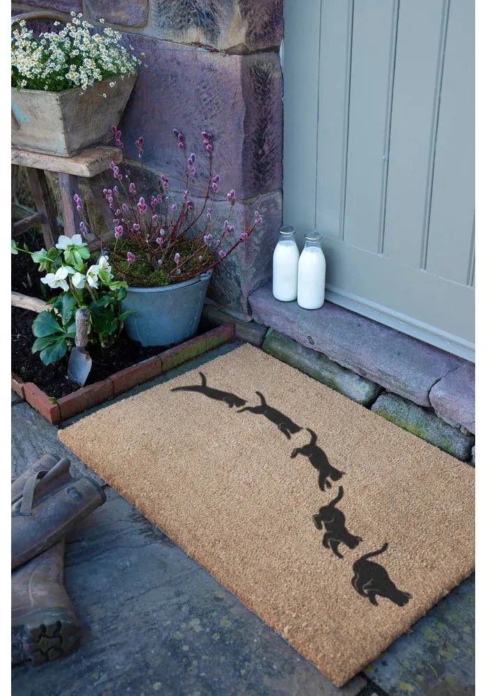 Covoraș de intrare din fibre de nucă de cocos 40x60 cm Jumping Cats – Artsy Doormats