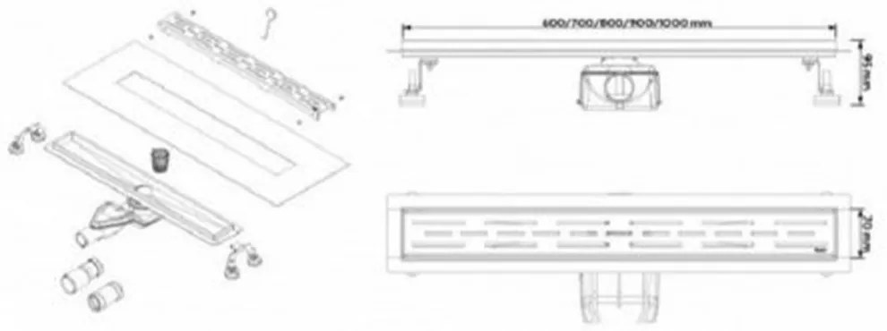 Recipient de duș W-Drain Linear 100