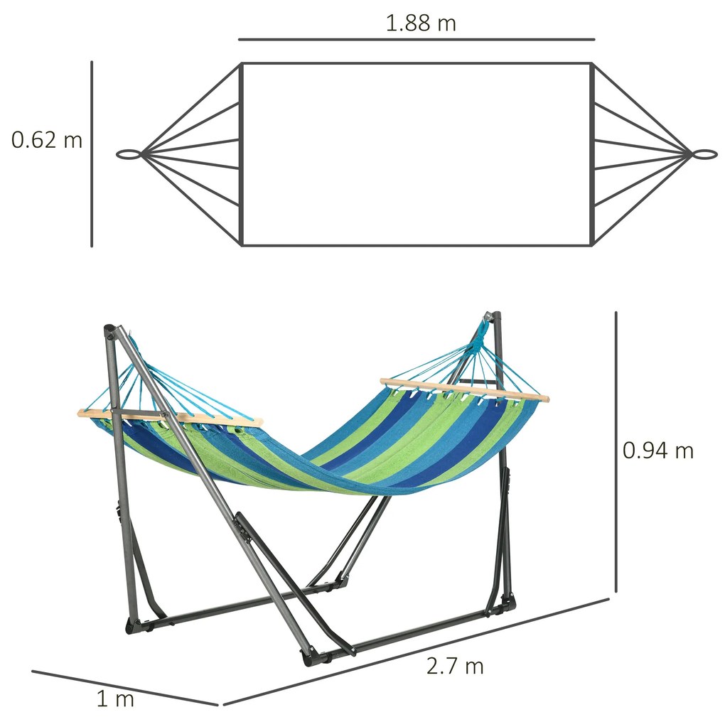 Outsunny Hamac pentru Exterior cu Arc cu Suport Curbat, Material din Bumbac Comfortabil si Cadru de Otel, Negru | Aosom Romania