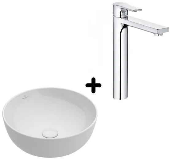 Pachet lavoar pe blat Villeroy&Boch Artis si baterie Kludi Zenta SL, 41794301+482560565