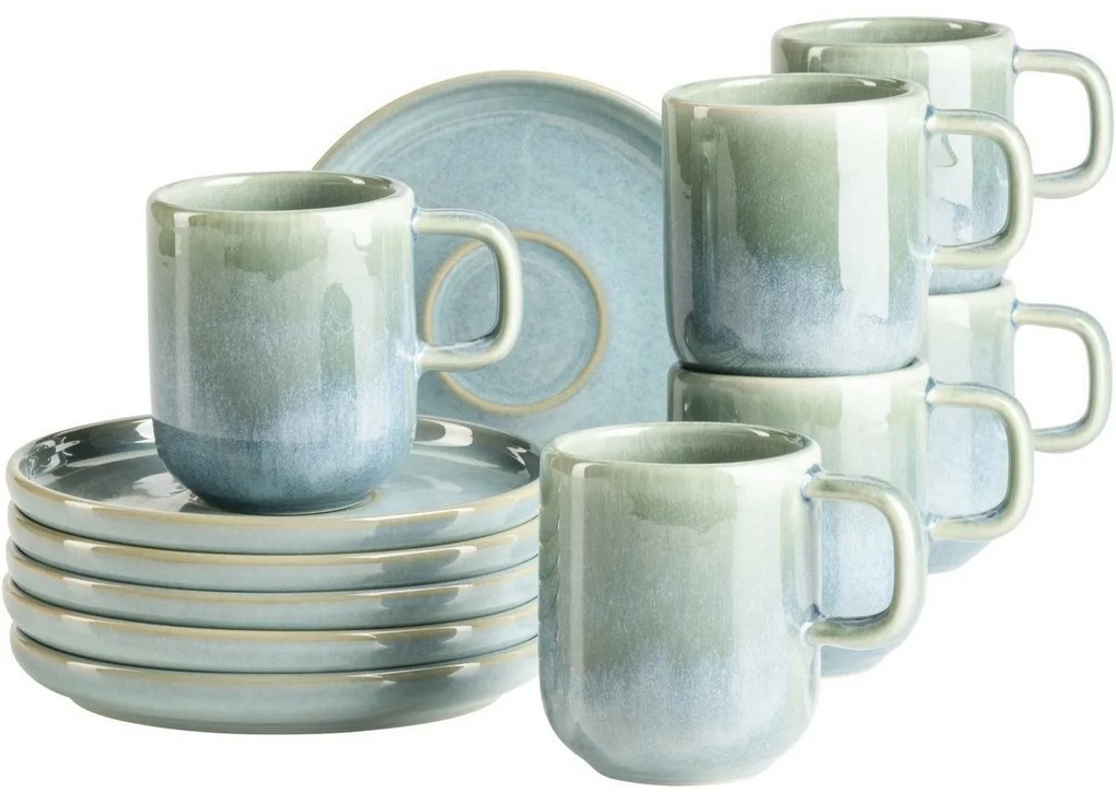 Mäser Set de cești de espresso cu farfurioareCordelia Atacama Green, 6+6 buc.