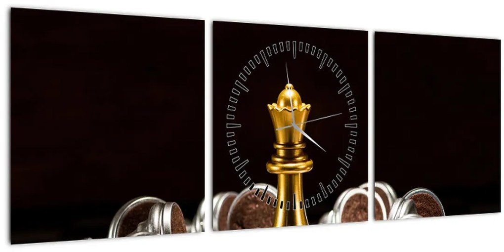 Tablou - Figurine de șah (cu ceas) (90x30 cm)