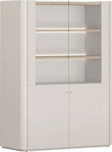 Vitrină cu două uși Elivo 100 cm - cașmir / stejar uleiat