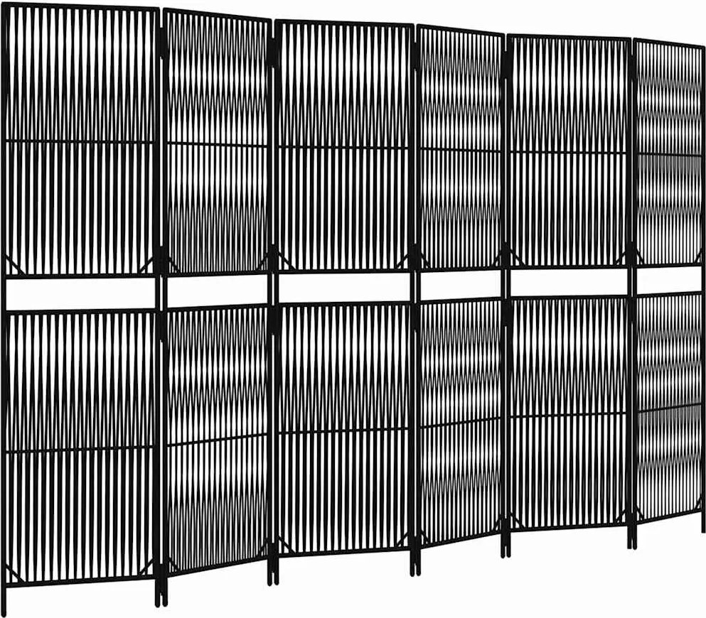 vidaXL Separator de cameră cu 6 panouri, negru, poliratan