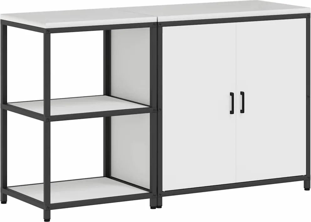 vidaXL Set de depozitare pentru bucătărie cu raft cu ușă 2 pcs Alb