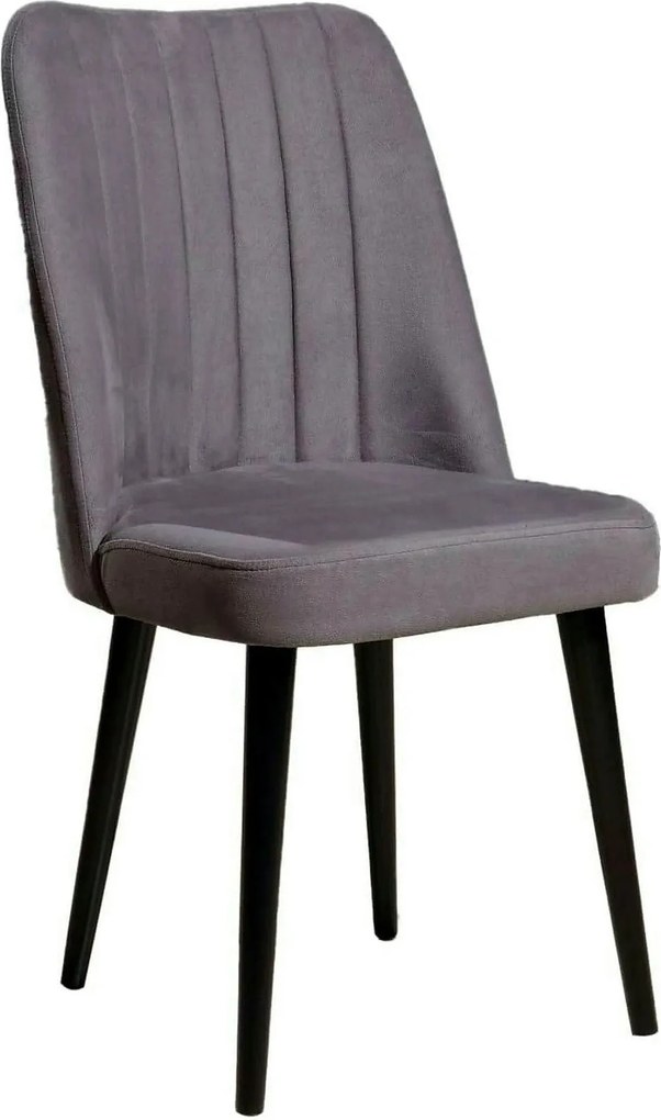 Set 2 scaune POLO, gri/negru, stofa catifelata/metal, 46x45x92 cm