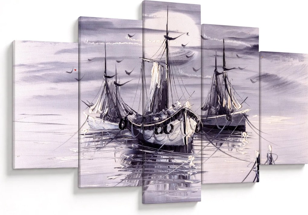 Tablou - Port marin, pictură în ulei (150x105 cm)