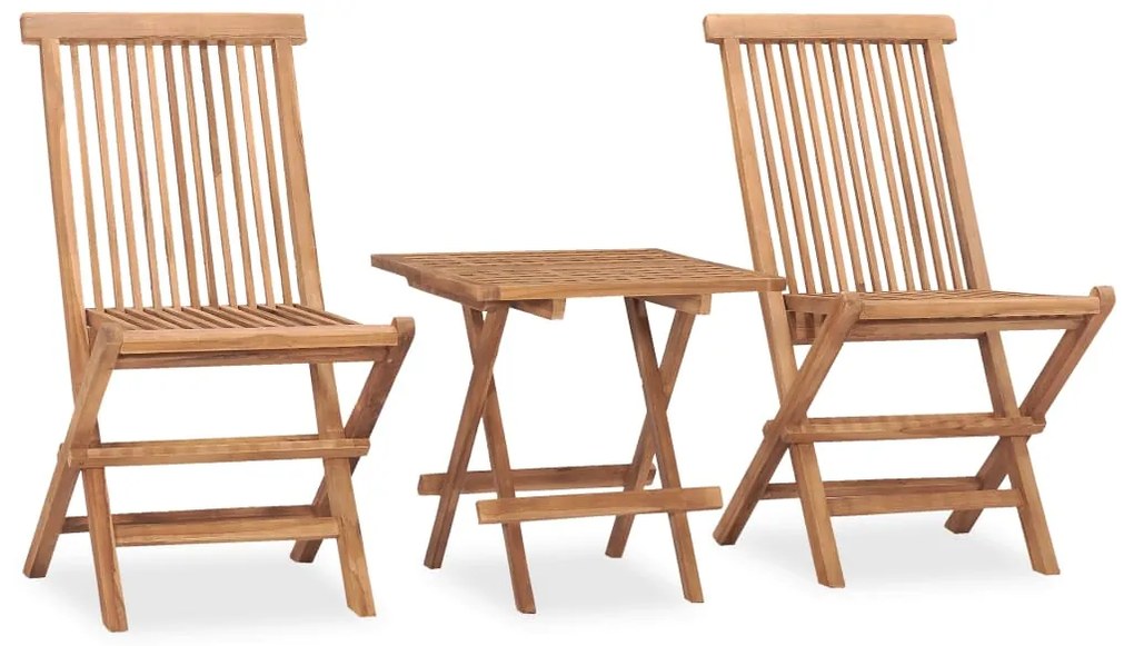 vidaXL Set mobilier de exterior pliabil, 3 piese, lemn masiv tec