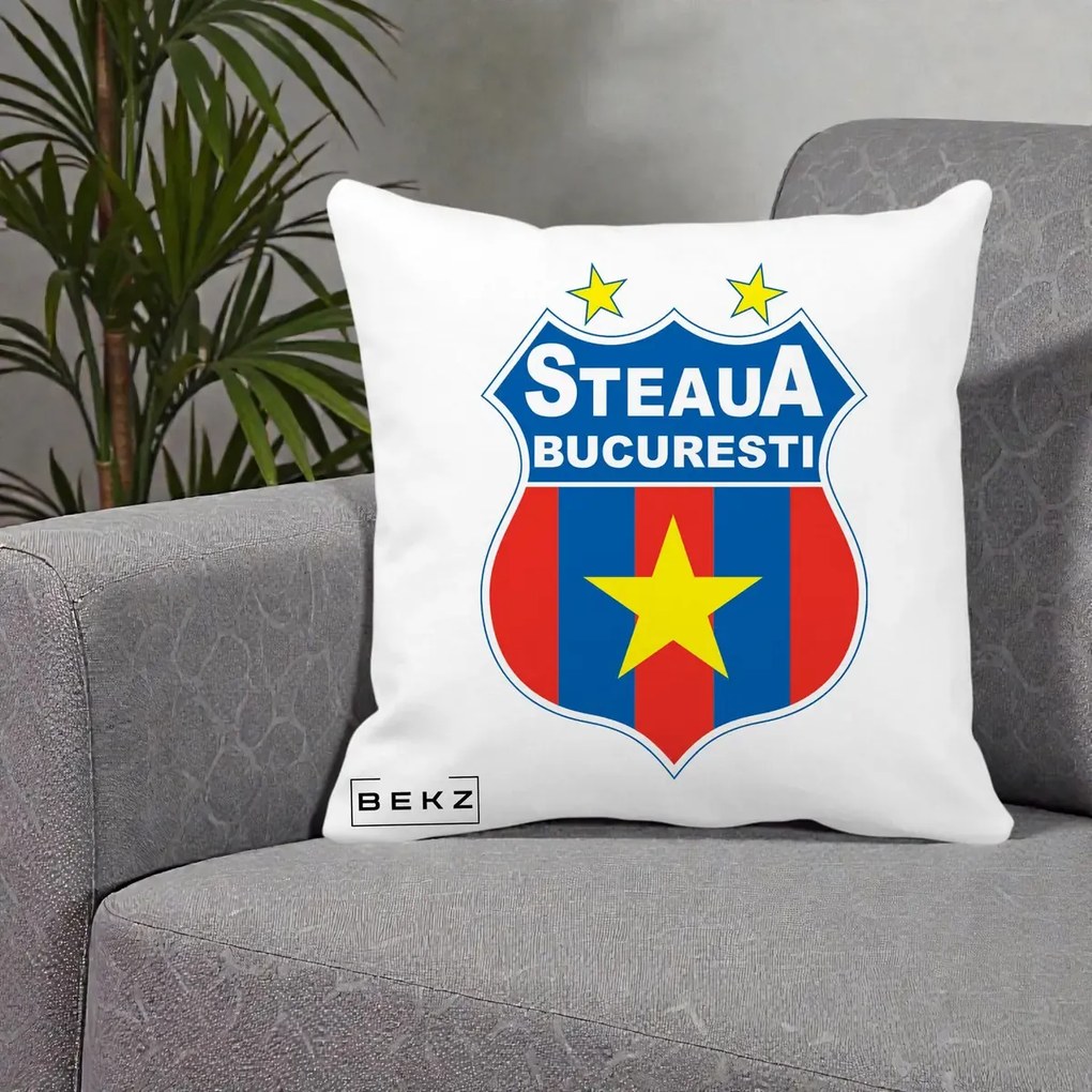 Perna Personalizata Steaua Bucuresti Fotbal, 40x40 cm, Alba Mata, Husa Detasabila, Perna Inclusa, BEKZ®